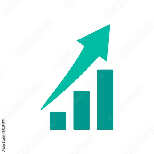 Free Download Business growth icon with upward arrow, minimal flat style, solid color background - GFXLoad