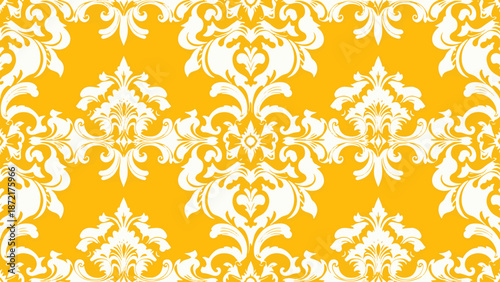 Classic ornamental pattern combining symmetrical floral motifs and scrollwork in a refined and elegant decorative composition