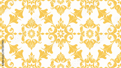 Romantic Floral Damask Seamless Pattern with Delicate Symmetrical Layout