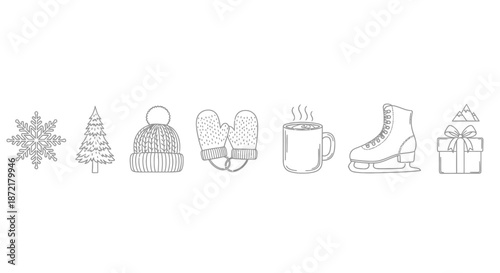 Winter holiday icons