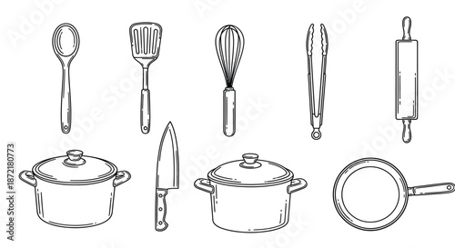 Essential kitchen utensils and cookware