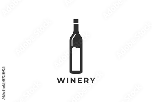 Wine Bottle Logo Design for Winery, Vineyard and Beverage Brand Identity
