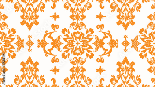 Regal Inspired Damask Seamless Pattern with Decorative Accents