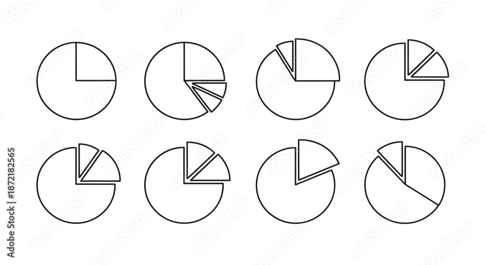 Fotografie Collection of pie charts displaying data segments