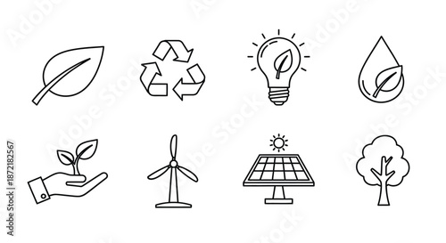 Illustrations of sustainable energy and environmental conservation