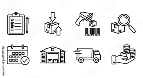 Logistics and inventory management icons