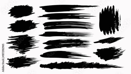 Collection of black brush strokes Vector