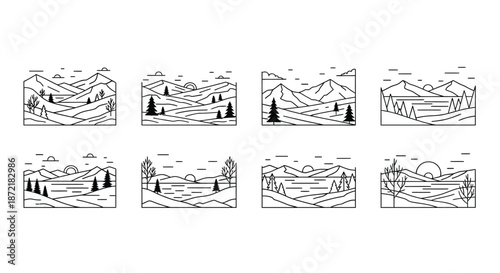 Sequential mountain landscape illustrations