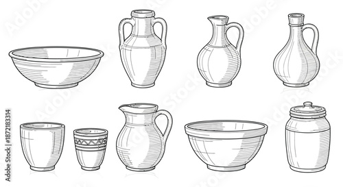 Collection of traditional ceramic tableware