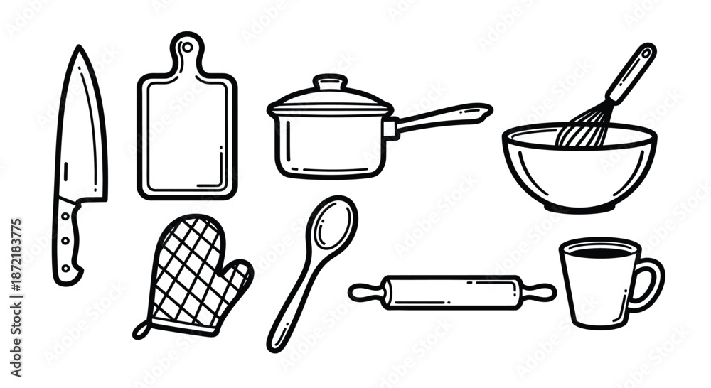 Foto Essential kitchen utensils and tools