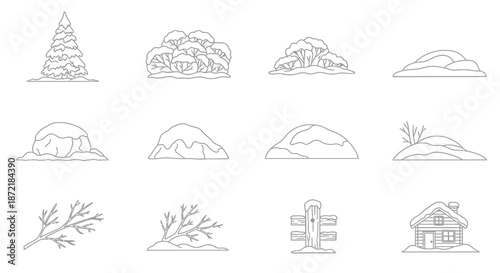 Collection of simple landscape illustrations