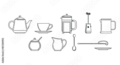 Collection of tea and coffee making essentials