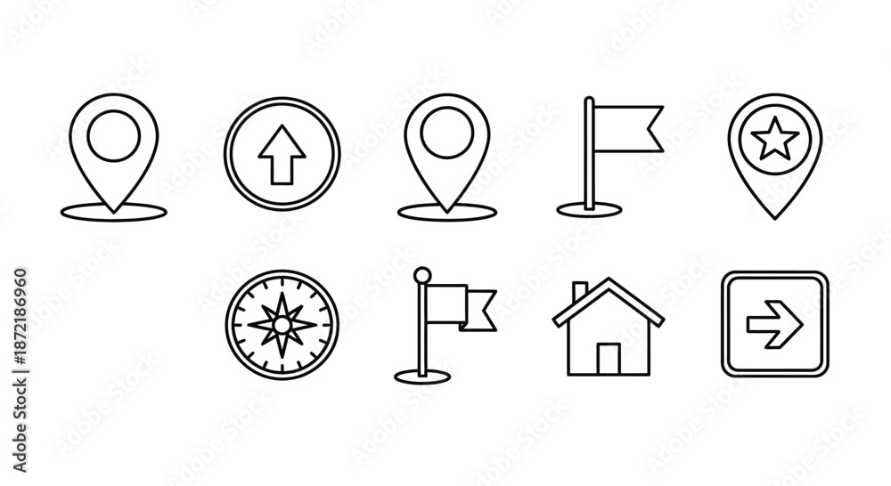 Εκτύπωση καμβά Collection of navigation and location icons
