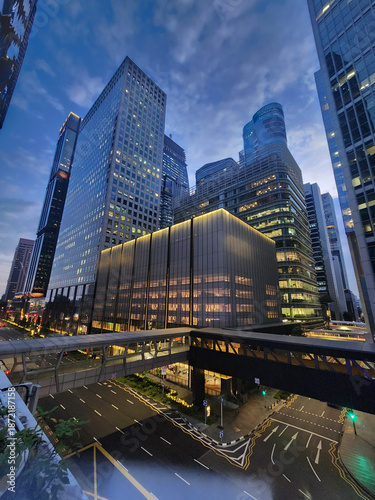 Beautiful twilight hour of Singapore city. Cityscape series of Singapore