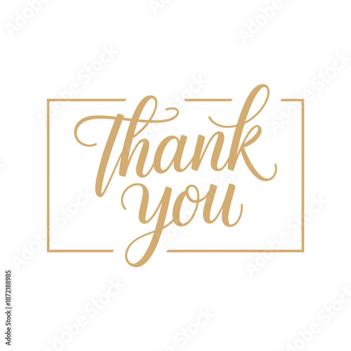 Fotografía Elegant golden calligraphy of thank you within a simple rectangular frame