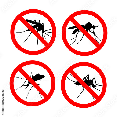 no mosquito warning sign icon set design