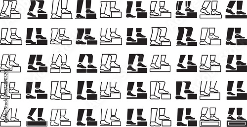 Collection of various shoe icons on white background for design elements