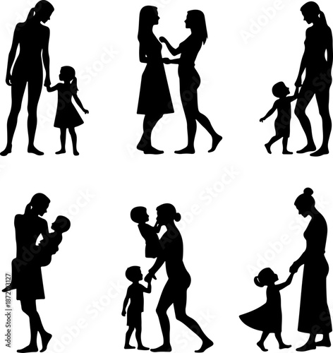 Family Silhouettes Collection – Parents and Children Moments