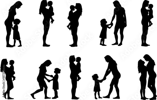 Family Silhouettes Collection – Parents and Children Moments