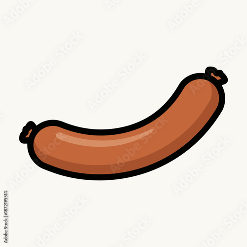 Cartoon Style Sausage Illustration for Food Packaging, Menus, or Culinary Promotions