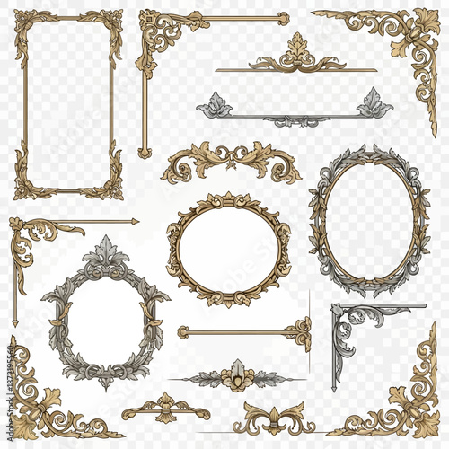 Ornate Decorative Frames & Borders - Vintage Victorian Scrollwork Elements