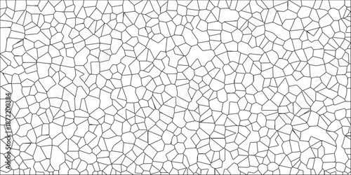 White color Broken Stained-Glass Background with black lines. Broken Glass Quartz natural fragment Cement kitchen decor. Minimalist Glass Art and the Elegance of Simplicity in Transparent Structures.