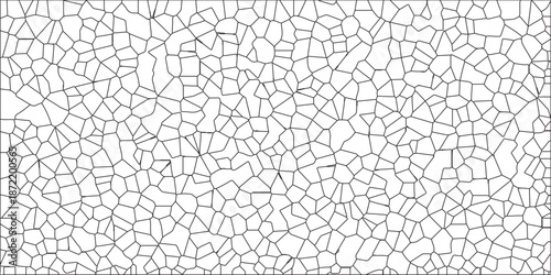 White color Broken Stained-Glass Background with black lines. Broken Glass Quartz natural fragment Cement kitchen decor. Minimalist Glass Art and the Elegance of Simplicity in Transparent Structures.