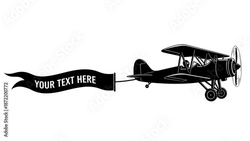 Biplane pulling a text banner