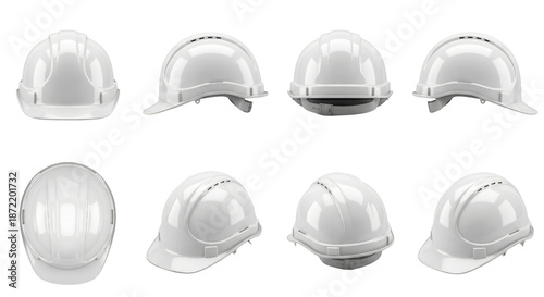 White Hard Hat Safety Helmet Collection - Multiple Angles