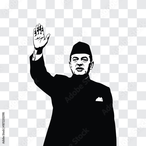 Quaid-e-Azam Silhouette in Sherwani and Jinnah Cap