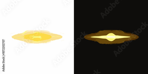 A split image showcasing a glowing diamond shape on white and black backgrounds