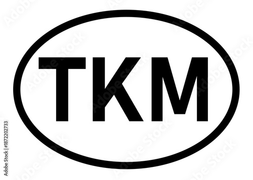 Turkmenistan TKM abbreviation vector on a white background
Country code abbreviation oval sticker icon on a white background