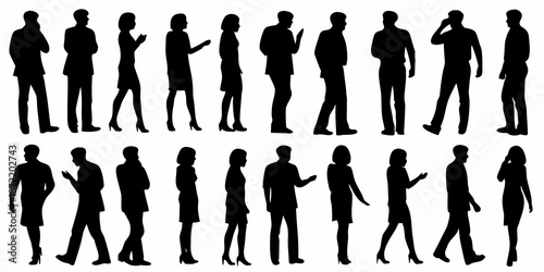 Silhouettes of diverse people in various poses and business attire