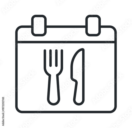 Minimalist food calendar icon featuring a fork and knife, perfect for meal planning or dietary tracking.
