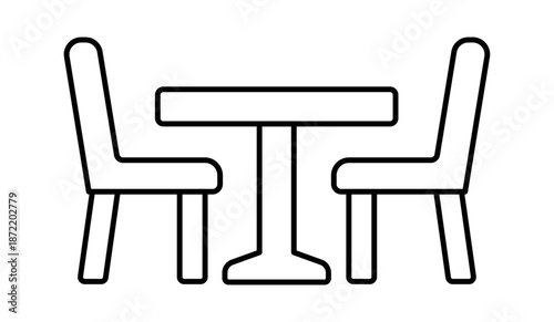 Minimalistic line art of a dining table with two chairs, creating a modern and inviting atmosphere.