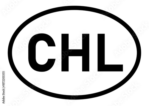 Chile CHL abbreviation vector on a white background
Country code abbreviation oval sticker icon on a white background