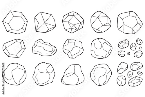 Abstract Stone Line Icons for Nature Data Dashboards