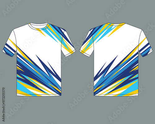 jersey uniform design template with abstract Yellow and Blue lighting shape
