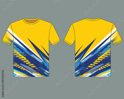 jersey uniform design template with abstract Yellow and Blue lighting shape
