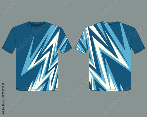 blue jersey shirt design template with abstract lighting shape 
