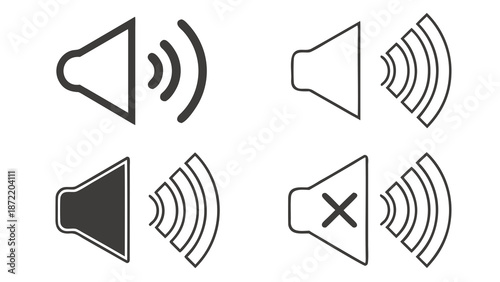 Speaker Volume Icons Sound Control and Mute Options.