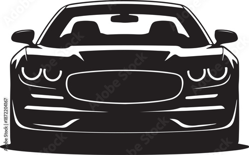 Front view silhouette of a luxury sedan automobile