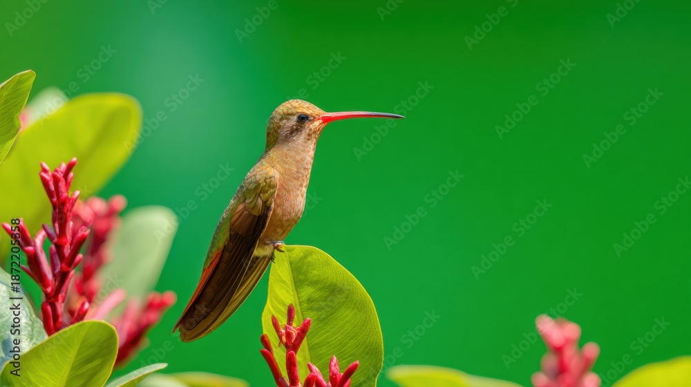 Obraz premium Vibrant Broad-Billed Hummingbird Native Mexican Biodiversity for Inspiring Garden Design and Eco-Conscious Marketing Content
