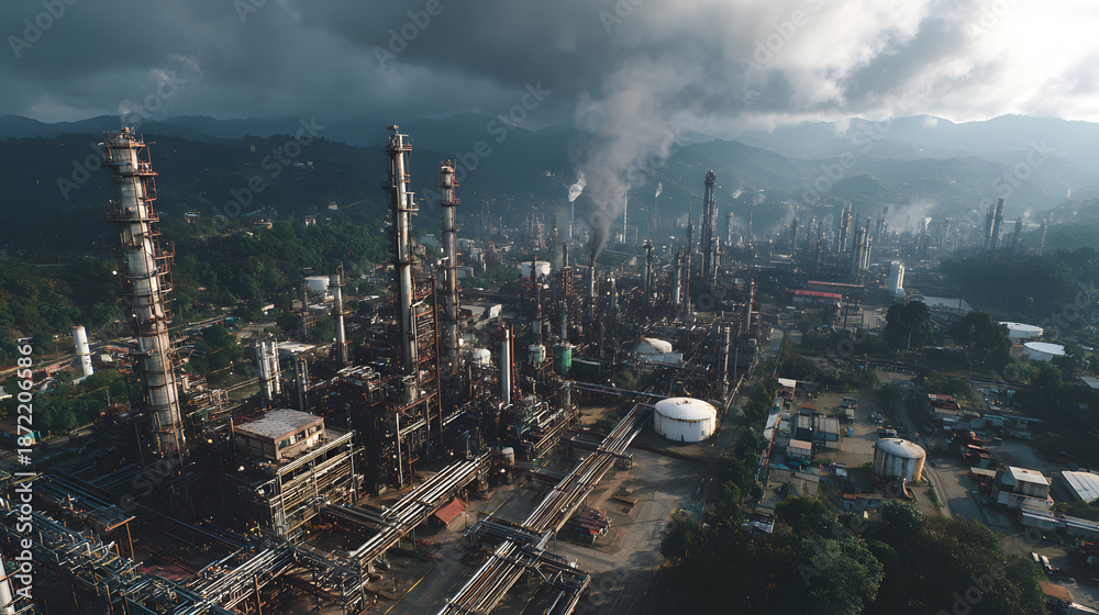 Fototapeta premium Venezuelan Oil Infrastructure Under Pressure