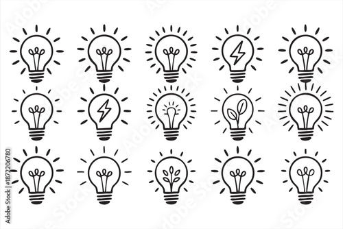 Idea and Innovation Light Bulb Icons for Startup Pitch Decks and UI Kits