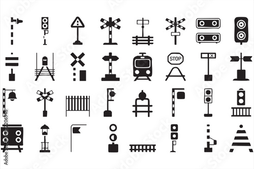 Train Traffic Symbols for Level Crossing Alerts and Transit Management Apps