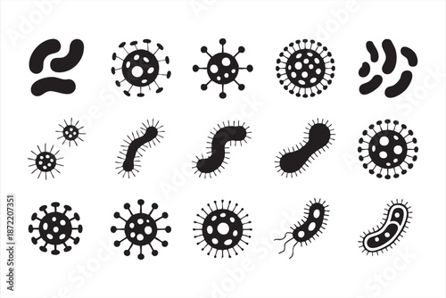 Virus and Bacteria Icons for Medical Dashboards and Infection Tracking Apps