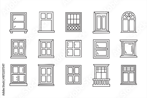 Residential Window Icons for Housing Development and Realtor Platforms