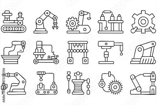 Manufacturing Control Icons for Industrial Operations and Maintenance Apps