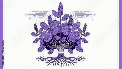 ai plant technology illustration merging nature and artificial intelligence concepts for sustainable innovation and digital ecosystem growth